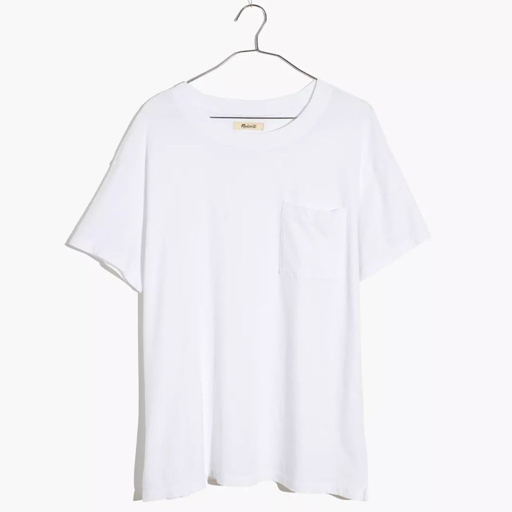 Madewell White Cotton Oversized Pocket Tee NWT